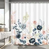 Aprophic dušo užuolaida rožinės gėlės 180 x 180 cm akvarelės gėlės lapai moderni vonios užuolaida vandeniui atsparus poliesterio audinys skalbiama vonios užuolaida su 12 kabliukų