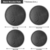 Apvalus medinis padėklas arbatai, kavai, užkandžiams, maistui patiekti, neslystantis medinis padėklas su pakeltais kraštais (24 cm)