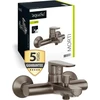 Aquasu® Morti 798808 vonios maišytuvas su perjungikliu, 1/2 colio dušo išvadas apačioje, montuojamas ant sienos, standartinės S jungtys, keraminė kasetė, žalvarinis korpusas, industrinis