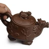 Arbatinukas Chinese Dragon Turtle Auspicious Zisha Clay Gongfu arbatos palaidoms lapams (ruda)