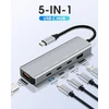 Arceli usb c hub 3.2, 5-in-1 doko stotis usb c (2 usb c doko stotys, 2 usb šakotuvai), 1 dc-in 5v type-c maitinimo prievadas, usb c skirstytuvas, suderinamas su 15 serija, g-alaxy s24, pad pro/air ir kt.