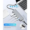 Arceli usb c hub 3.2, 5-in-1 doko stotis usb c (2 usb c doko stotys, 2 usb šakotuvai), 1 dc-in 5v type-c maitinimo prievadas, usb c skirstytuvas, suderinamas su 15 serija, g-alaxy s24, pad pro/air ir kt.