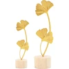 Arfuka ginkgo lapų statulėlės, metalinės skulptūros, dekoratyviniai ornamentai svetainei, miegamajam, biurui, spintelėms, aukso spalvos, 2 vnt.