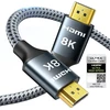 Ariskeen 8k hdmi 2.1 kabelis 0.5 m, sertifikuotas 48 gbps didelės spartos nailono pintas hdmi kabelis, palaiko 8k @ 60 hz, 4k @ 120 hz, suderinamas su ps5/4 tv monitoriumi, blu-ray garso juosta, dvd, nešiojamuoju kompiuteriu