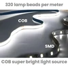 Arotelicht cob led juosta 10 m 24 v šaltai balta 6000 k cob led juosta pritemdoma didelio tankio šviesa 320 led/m ip20 miegamajam virtuvei namų interjero dekoravimui maitinimo šaltinis neįtrauktas