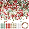 Arricraft 2000 vnt. kalėdinių karoliukų rinkinys, 4 mm apvalūs dirbtiniai perlai, akriliniai raudoni, žali, auksiniai ir balti laisvi tarpiniai karoliukai, smulkūs karoliukai papuošalų gamybai, "pasidaryk pats" amatų auskarai