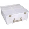 Artbin 6990so Super Satchel Double Deep dėžutė su nuimamais skyrikliais, didelė nešiojama meno ir amatų laikymo dėžutė su rankena, skaidri/aukso spalvos