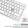 Arteck belaidė klaviatūra, vokiška Qwertz išdėstymo kompaktiška Usb 2.4 Ghz mini belaidė klaviatūra su multimedijos klavišais, suderinama su Pc, nešiojamuoju kompiuteriu, Windows 11, 10, 8, sidabrinė