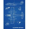Artery8 Gloster Meteor britų reaktyvinio naikintuvo brėžinių planas Xl didelis plakatas (8 dalys) britų naikintuvas mėlynas