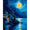 Artventura Piešimas pagal skaičius 40x50 ant rėmo Artimento Pilnatis virš jūros