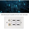 Automagnetola Ashata 6 prievadų hdmi koaksialinio ethernet sieninė plokštė, 4 hdmi prievadai, rj45 ethernet tinklo koaksialinis ir tv f galvutės prievado medijos sieniniai lizdai, suderinami su cat5 cat5e cat6 kabeliu
