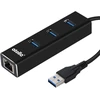 Atolla Usb 3.0 šakotuvas, 3 prievadai, aliumininis, su Rj45 adapteriu, Usb, gigabitinis, eternetas, 1000 Mbps, tinklo prievadas, suderinamas su Windows, Mac Os, Chrome, Linux, Wii U (juodas)