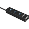 Atolla Usb 3.0 šakotuvas, 3 prievadai, aliumininis, su Rj45 adapteriu, Usb, gigabitinis, eternetas, 1000 Mbps, tinklo prievadas, suderinamas su Windows, Mac Os, Chrome, Linux, Wii U (juodas)