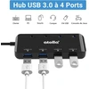 Atolla usb 3.0 šakotuvas su maitinimo juosta, duomenų šakotuvas, 4 prievadai, itin plonas, su 60 cm ilgio prailginimo laidu ir indikatoriaus lemputėmis vienam maitinimo jungikliui