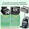 Atsarginiai filtrai siurbliams siemens q5.0 extremesilencepower vsq5x1230, 1x hepa filtras + 1x variklio filtras, suderinami su siurbliais siemens vz154hfb / vz02msf / vsq5x12m1