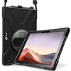Atsparus smūgiams dėklas procase su stovu ir reguliuojamu dirželiu per petį, skirtas surface pro 7 plus, pro 7 / pro 6 / pro 5 (2017) / pro 4 / pro lte, tvirtas hibridinis apsauginis dėklas su dirželiu - juodas