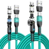 Aufu magnetinis įkrovimo kabelis 60 W, 9 kontaktų [2 m + 2 m] greitas magnetinis įkrovimo kabelis 6 viename Usb A/usb C į Type C įkrovimo kabelis magnetinis 360° ir 180° besisukantis magnetinis kabelis su Type C/micro