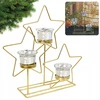 Auksinis metalinis žvakidė tealight žvakėms, žvaigždės, 29 cm