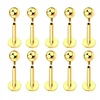Auksinis titano labret auskaras, 10 vnt. rinkinys, 1.2/8/3 mm