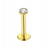 Auksinis titano labret auskaras su baltu cirkoniu 1,2/10/2,5 mm