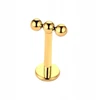 Auksinis titano labretas su rutuliukais 1.2/6mm