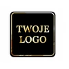 Auksuotos etiketės su Jūsų logotipu ant juodos folijos, 4x4cm 100vnt.