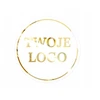 Auksuotos permatomos etiketės su Jūsų logotipu, 5 cm skersmens, 750 vnt.