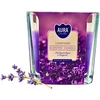 Aura vaivorykštinė žvakė stiklinėje - levandų aromatas, 32 valandų degimo laikas, parafino vaškas, žvakė 170 g, dovanojimo žvakė, malonus ir atpalaiduojantis levandų aromatas
