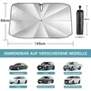 Automobilio saulės skydelis priekiniam stiklui 2025 m. atnaujinimas - 360° besisukanti rankena | anglies pluošto skeletas | efektyvi apsauga nuo Uv spindulių ir šilumos izoliacija | universalus daugumai transporto priemonių, 145 x 83 cm