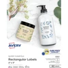 Avery Easy Peel stačiakampiai etiketės su spausdinimu iki krašto, 2 x 3 coliai, blizgios, skaidrios, 80 vnt. pakuotė (22822)