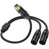 Awaduo xlr mikrofono y skirstytuvo kabelis - 3 kontaktų subalansuotas xlr lizdas į dvigubą kištuką scenos patch kabelis dmx kabelis, skirtas audio, radijo stočiai, garsiakalbių sistemoms, scenos apšvietimui (0,5 m / 1,65 ft)