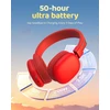 Awatrue vaikiškos bluetooth ausinės, bluetooth 5.4, 85/94 db garso reguliavimas, stereo garsas, 50 valandų grojimo laikas, sulankstomos ir reguliuojamos, belaidės ausinės mokyklai/kelionėms, raudonos
