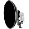 Ayex beauty dish šviesos formavimo įrankis 42 cm sidabrinis su sistemos blykstės laikikliu L formos, su korio priedu ir difuzoriumi