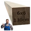 Ąžuolinis medinis statramstis 6x6 130cm turėklas laiptams, rankena 60 x 60