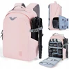 Bagsmart kuprinė dslr slr fotoaparatui 15,6 colio nešiojamam kompiuteriui, atspari vandeniui, rožinė