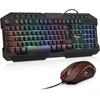 Bakth žaidimų klaviatūros ir pelės rinkinys, led apšvietimas qwertz de išdėstymas, vaivorykštės spalvos, apšviesta usb vandeniui atspari klaviatūra ir pelė su 3600 dpi profesionaliems pc žaidėjams