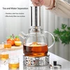 Virdulys Banisiga 1.5 l didelis stiklinis arbatinukas, borosilikatinio stiklo arbatos rinkinys, arbatinukas su sieteliu ir šildytuvu, ilgai išlaiko šilumą, galima plauti indaplovėje