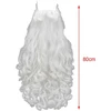 Baoblaze Kalėdų senelio perukas ir barzda Cosplay balti ilgi Kalėdų senelio kostiumo aksesuarai garbanotas perukas Kalėdų senelio perukas barzda, barzda 80 cm