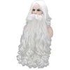 Baoblaze Kalėdų senelio perukas ir barzda Cosplay balti ilgi Kalėdų senelio kostiumo aksesuarai garbanotas perukas Kalėdų senelio perukas barzda, barzda 80 cm