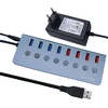 Basic House® usb 3.0 šakotuvas su 8 prievadais, aliuminio korpusas su maitinimo šaltiniu, individualūs įjungimo/išjungimo jungikliai, 12 v/4 a, 48 w didelės spartos duomenų perdavimas, usb šakotuvas, 8 usb duomenų prievadai, usb šakotuvas-skirstytuvas (4