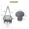 Bathonly pakabinamas krėslas macrame boho cotton iki 150kg, tamsiai pilkas