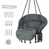 Bathonly pakabinamas krėslas macrame boho cotton iki 150kg, tamsiai pilkas