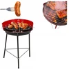 Bbq turistinis apvalus sodo grilis ant medžio anglių, 35 cm, tvirtos grotelės