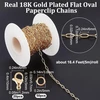 Beebeecraft 1 dėžutė 5 m plokščių ovalių sąvaržėlių grandinėlių, pagamintų iš 18k auksu dengto žalvario, 6 mm ovali masyvi grandinėlė su 20 omarų užsegimų ir 50 jungiamųjų žiedelių papuošalų gamybai