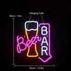 Pakabinamas šviestuvas Beer neoninis ženklas sienų dekorui, beer bar neoninė šviesa, beer led ženklas su usb maitinimu barui, beer barui, namų dekoravimui, parduotuvei, naktiniam klubui