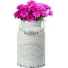 Belle Vous balta, rustiška dekoratyvinė metalinė vaza gėlėms – 12,8 cm skersmuo x 20,5 cm aukštis – galvanizuotas pieno ąsočio dekoratyvinė vaza shabby chic vintage stiliumi – dekoratyvinė kaimiško stiliaus vaza