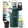 Bemaxx Active Flask nerūdijančio plieno gertuvė su šiaudeliu, infuzoriumi + 3 dangteliais: be Bpa (bisfenolio A), nepralaidi, skirta gazuotiems gėrimams, vandeniui, termo gertuvė dviračiui, izoliuota, sportinė gertuvė, arbatai
