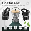 Bemaxx Active Flask nerūdijančio plieno gertuvė su šiaudeliu, infuzoriumi + 3 dangteliais: be Bpa (bisfenolio A), nepralaidi, skirta gazuotiems gėrimams, vandeniui, termo gertuvė dviračiui, izoliuota, sportinė gertuvė, arbatai