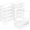 Benecreat 12 vnt stačiakampių pp plastikinių konteinerių dėžučių, 7.5 x 5 x 2 cm didelė karoliukų laikymo dėžutė, dulkėms atsparus dėklas su atverčiamu dangteliu kortelėms, karoliukams ir rankdarbių reikmenims