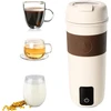 Besmall 350 ml kelioninis virdulys small, 4 temperatūrų virdulys kelionėms dvigubo sluoksnio 304 nerūdijančio plieno įdėklas nešiojamas small greito kaitinimo izoliuotas kavos puodelis